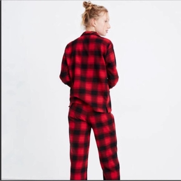 MADEWELL Buffalo check red and black long sleeve flannel PJ set XS - Picture 6 of 13